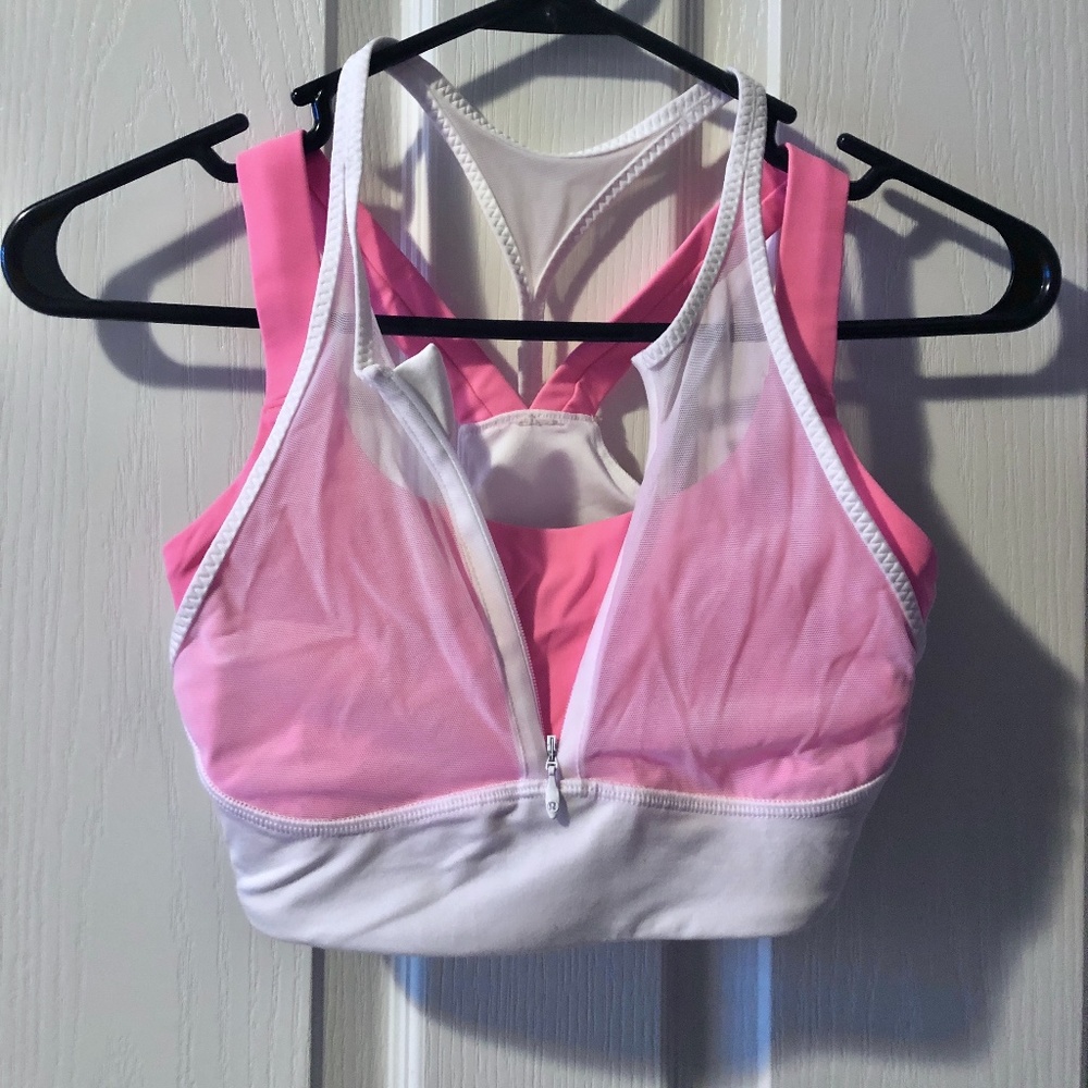 Pink Lululemon Sports Bra Zipper Mesh Size 4